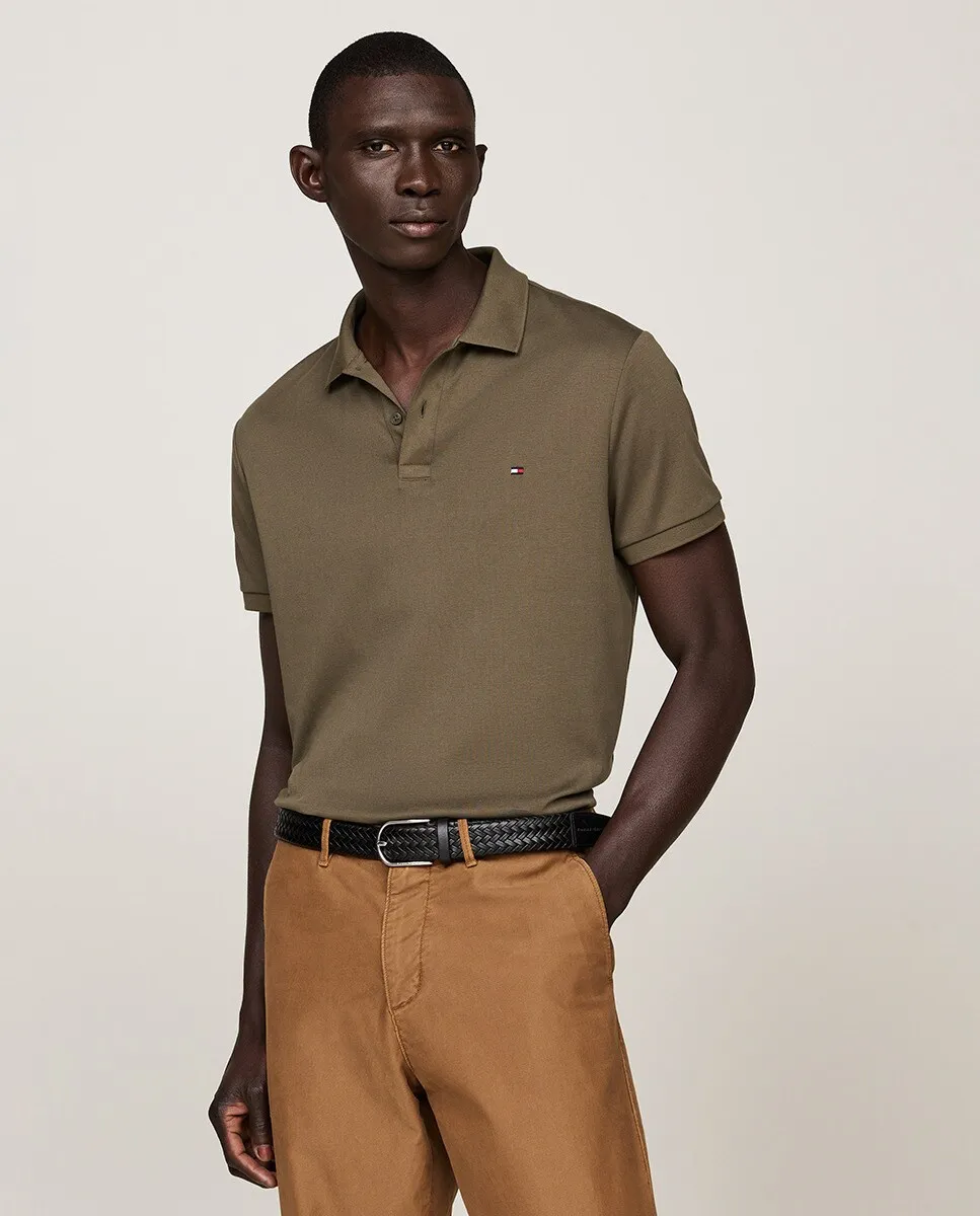 

Мужская рубашка-поло из жидкого хлопка Tommy Hilfiger, цвет Verde Militar