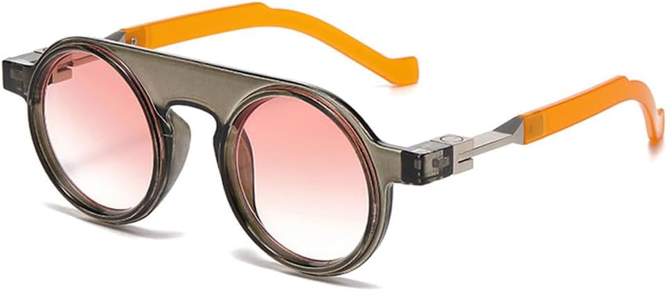 

Ретро круглые женские солнцезащитные очки в стиле панк, модные прозрачные градиентные линзы, защита от УФ-излучения UV400, трендовые мужские солнцезащитные очки HVTVTLA, Grey Orange Pink