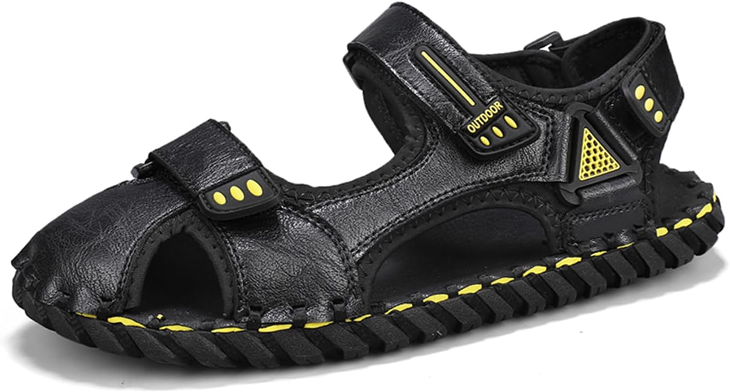 

Мужские походные сандалии с закрытым носком, ручная работа, спортивные кожаные сандалии, легкие для треккинга, модные водные обувь для ходьбы Abborora, черный