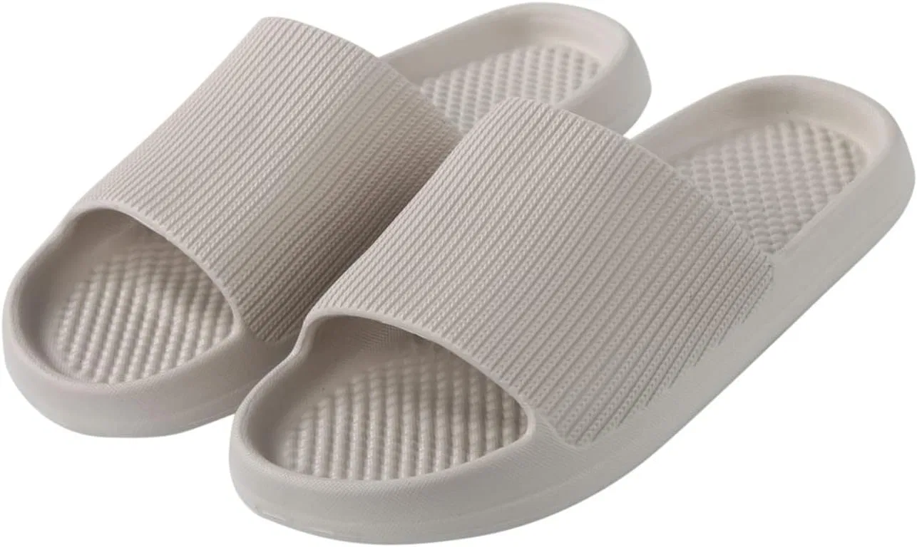 Badelatschen Herren Badeschuhe Badeschlappen Hausschuhe Wolken Wolkenschuhe Rutschfeste Pantoletten Sommer Шлепанцы Schlappen Weich Тапочки Innen Außen Badeschlappe Крытый и открытый Strand Pool Sandalen Generic, Grau — фото 4