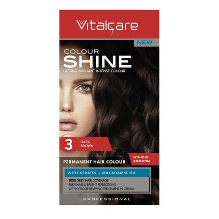 Крем Color Shine с кератином Без аммиака Темно-коричневый №3, Vitalcare — фото 2