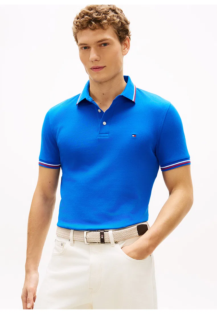 Поло, slim fit, пике, Th Mainline Tommy Hilfiger, синий