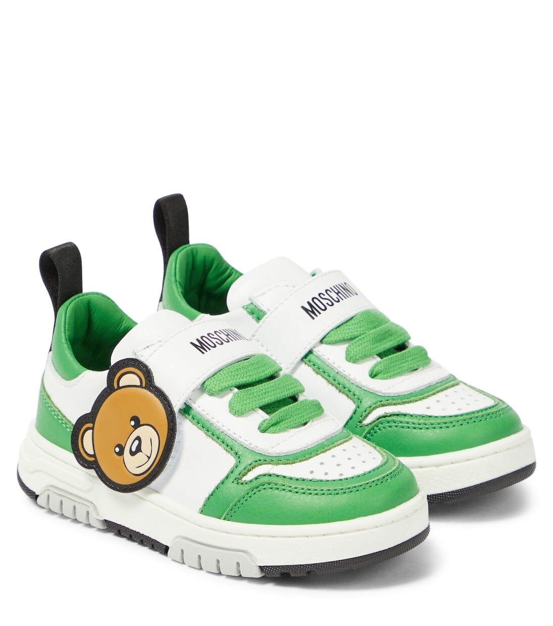 

Кожаные кроссовки teddy bear Moschino Kids, зеленый