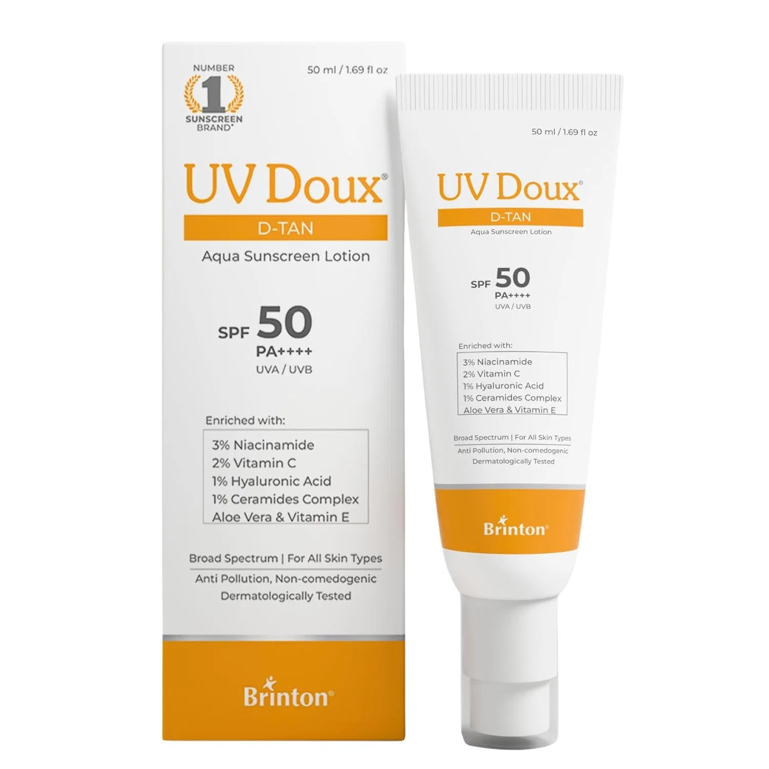 Солнцезащитный крем D-Tan Aqua SPF 50 PA++++ от UV Doux Brinton