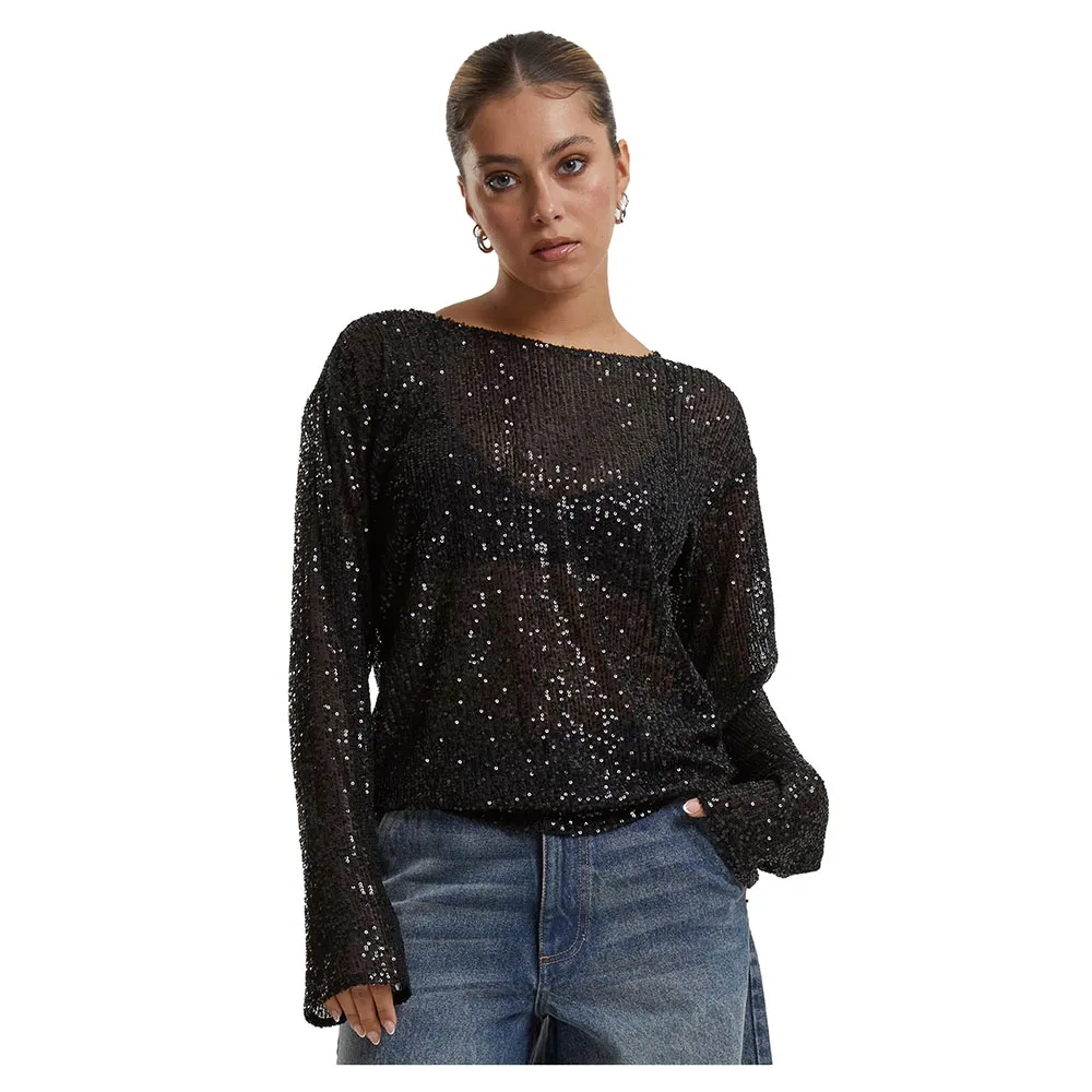 

Лонгслив Urban Classics Sequins, черный