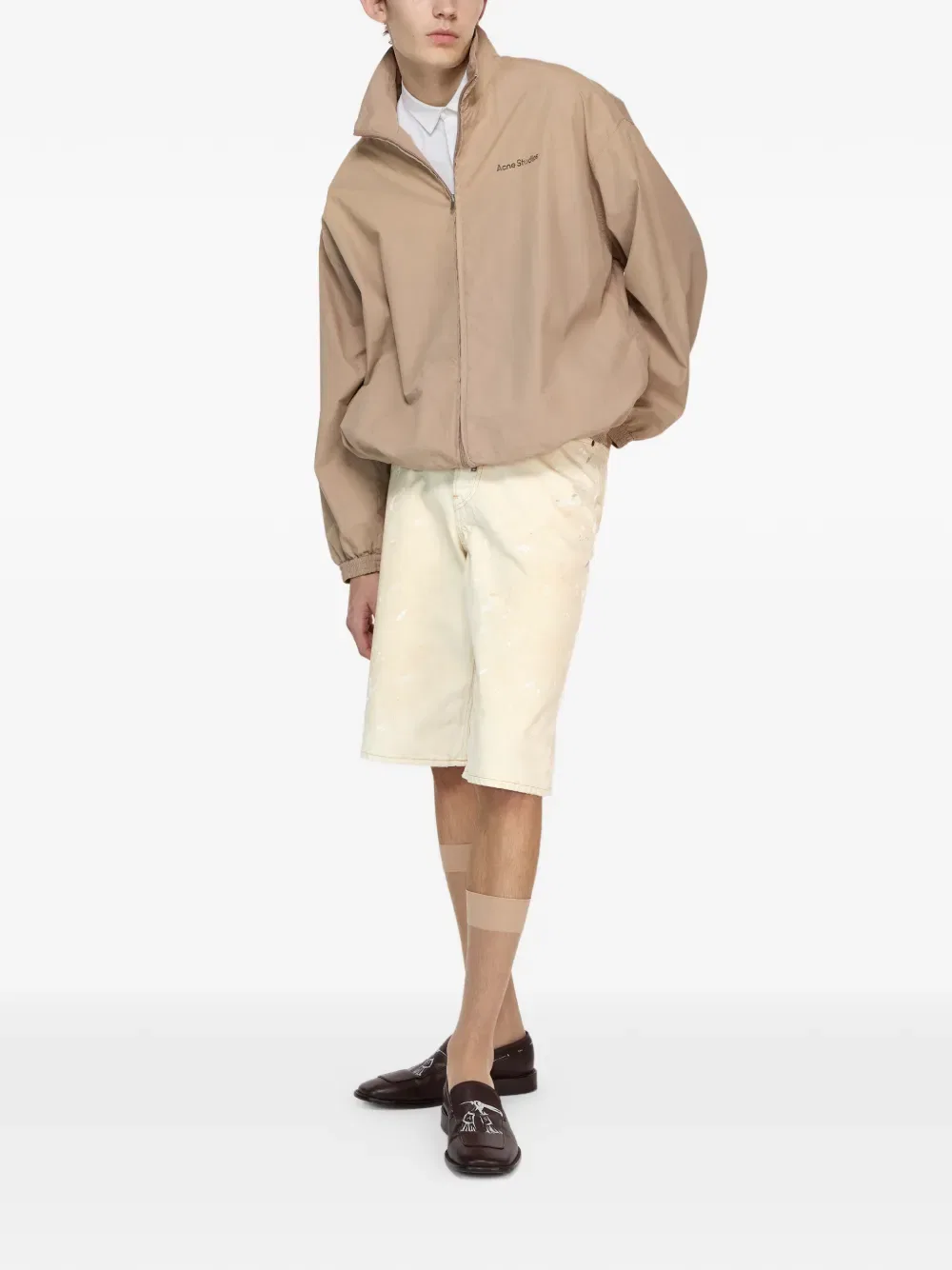 Шорты с нашивками Acne Studios, нейтральный — фото 2