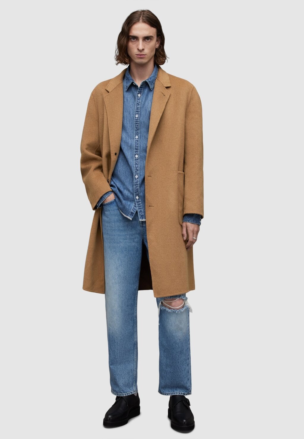 

Классическое пальто Stano AllSaints, бежевое