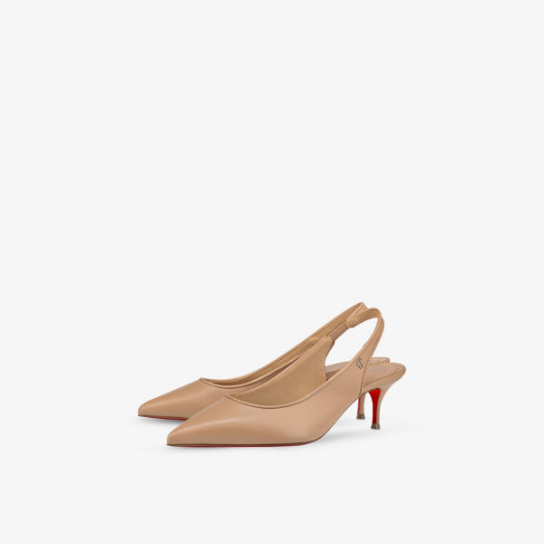 Туфли-лодочки Christian Louboutin Sporty Kate Sling 55 на каблуке с ремешком, красный — фото 4