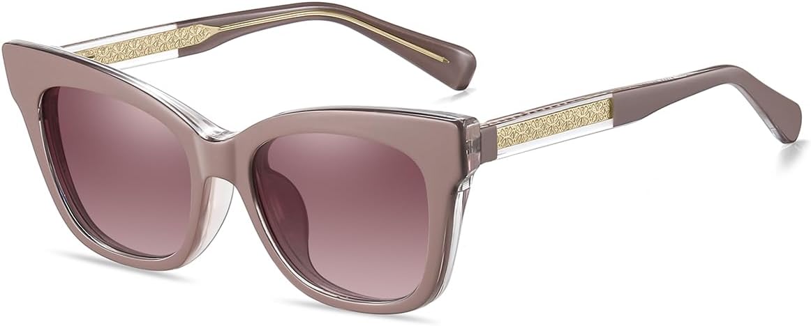 

Поляризованные солнцезащитные очки Tr90 с магнитным креплением «кошачий глаз», защита от УФ-излучения UV400, ацетатные дужки, защита от синего света, квадратная форма weiyuchen, Cameo Pink