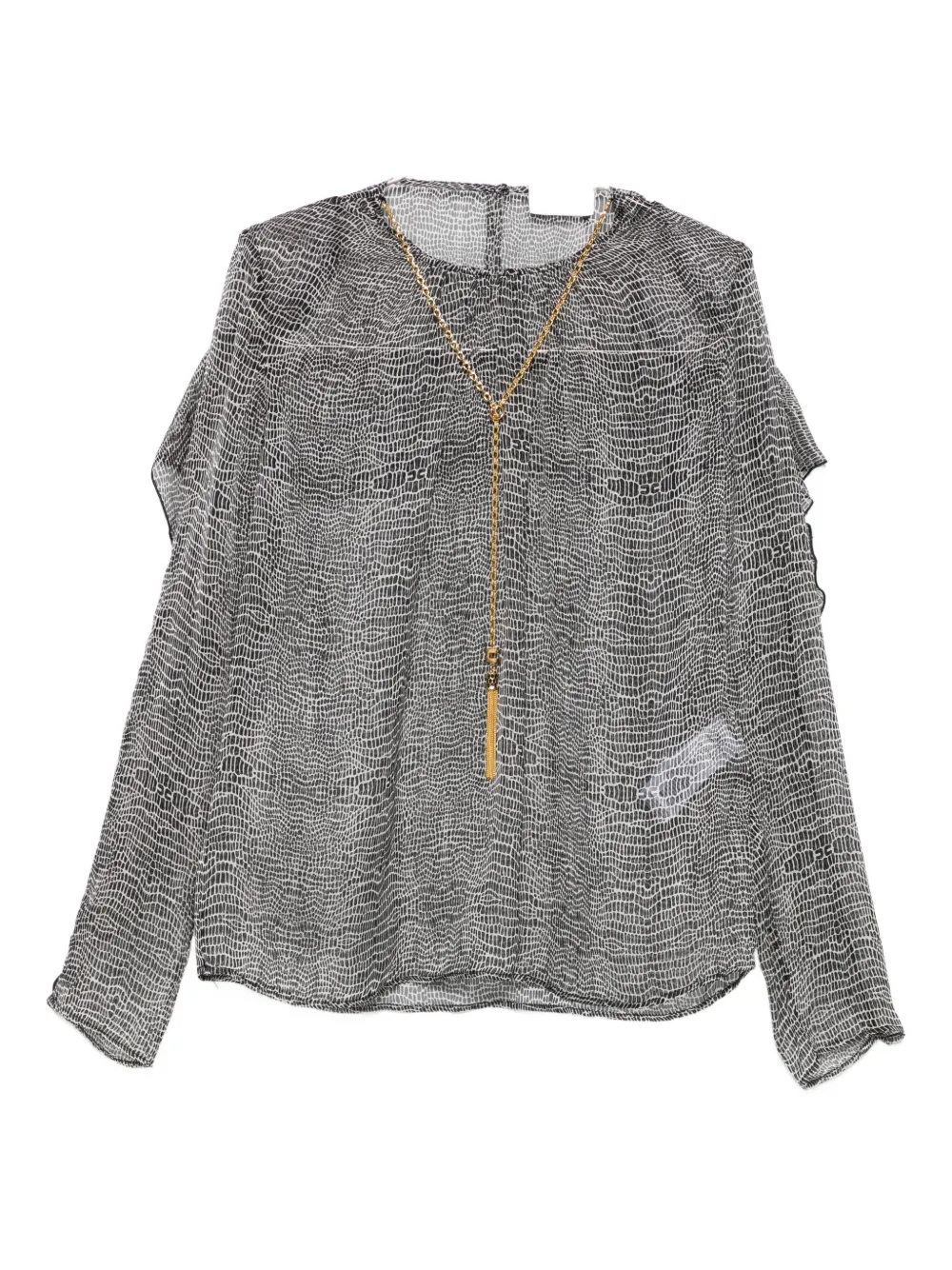 

Топ с анималистичным принтом и оборками Elisabetta Franchi, черный