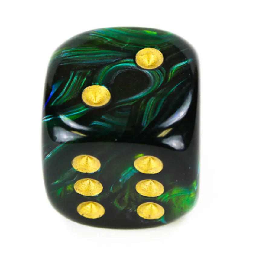 

d6 20 мм нефритовый с золотом (2), Dice - Scarab (Chessex)