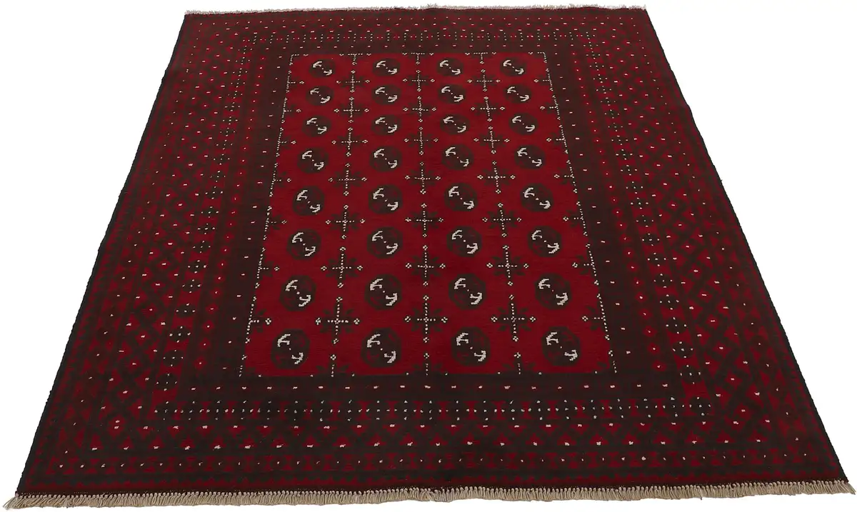 

Восточный ковер Woven Arts "Афганский Ахче Бухара", прямоугольный, из чистой новой шерсти для теплого комнатного климата, ручной работы 200х290 см, красный