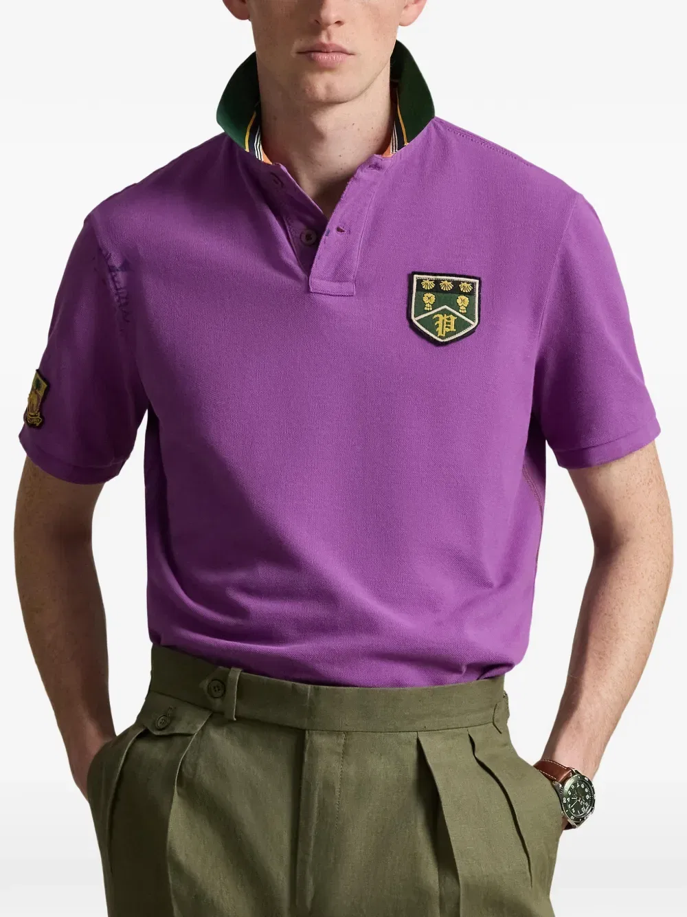 Поло с коротким рукавом и аппликацией Polo Ralph Lauren, фиолетовый — фото 3