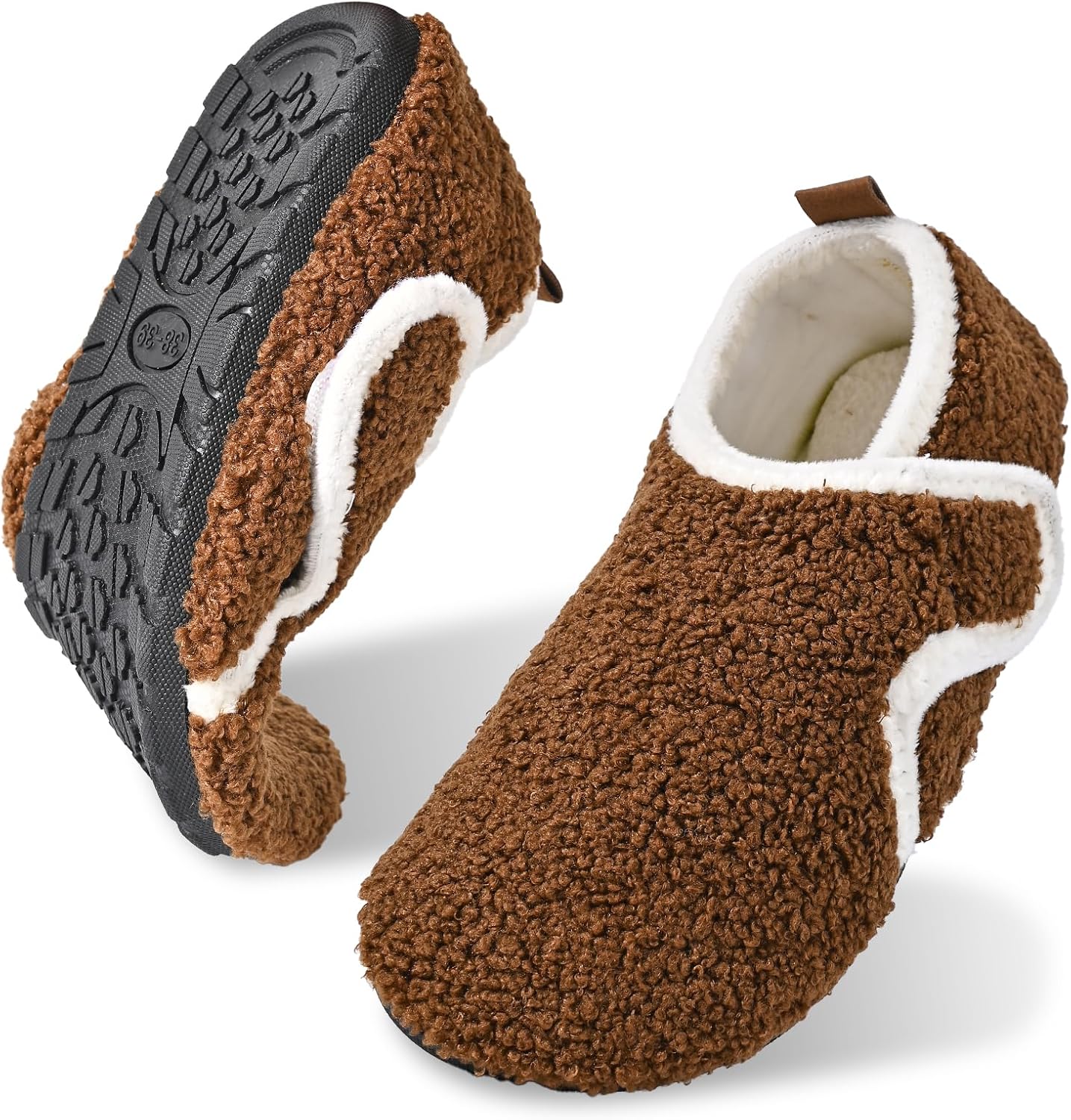

Домашние тапочки для женщин и мужчин, регулируемые уютные теплые носки-ботинки, мягкие противоскользящие тапочки с резиновой подошвой для дома и улицы Jieertop, коричневый