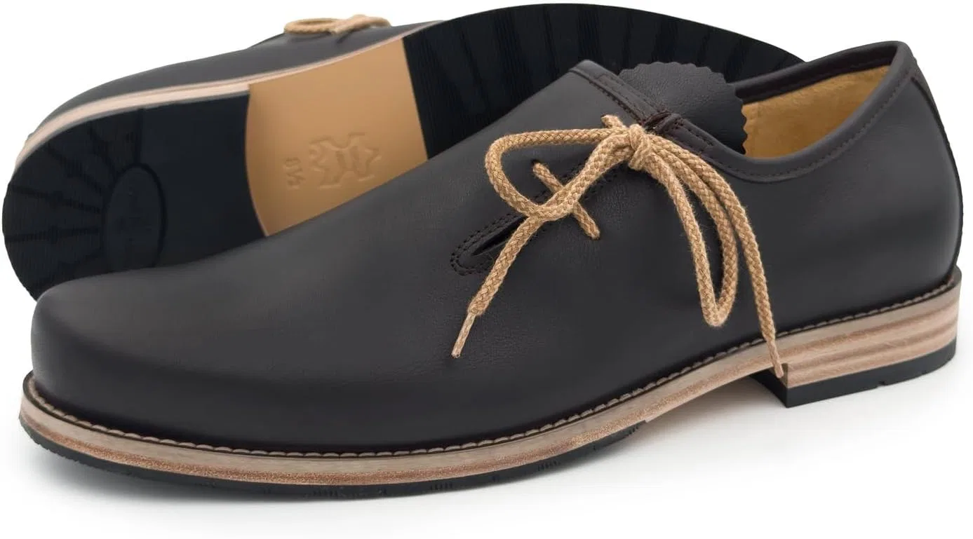 Туфли dirndl + bua Trachtenschuh Paniolo für Herren, Flache Haferlschuhe für Männer, Brown — фото 4