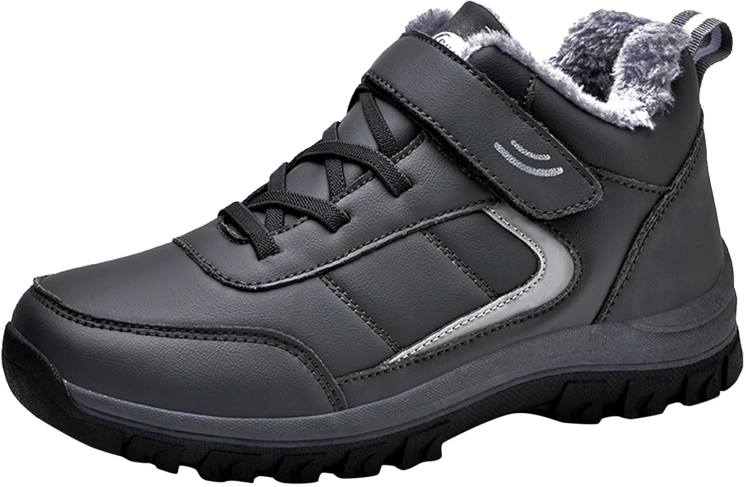 

Мужские и женские зимние ботинки, утепленные флисом, слипоны на щиколотку, легкие ботинки с меховой подкладкой, модные спортивные ходовые туфли Generic, темно-серый