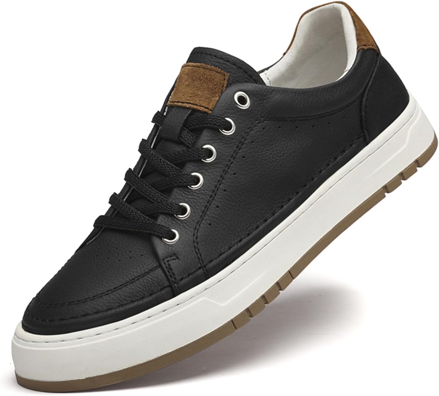 

Мужские повседневные туфли Ретро кожаные кроссовки с дышащей текстурой, удобные ходовые туфли для мужчин, мужские стильные кроссовки Abborora, черный