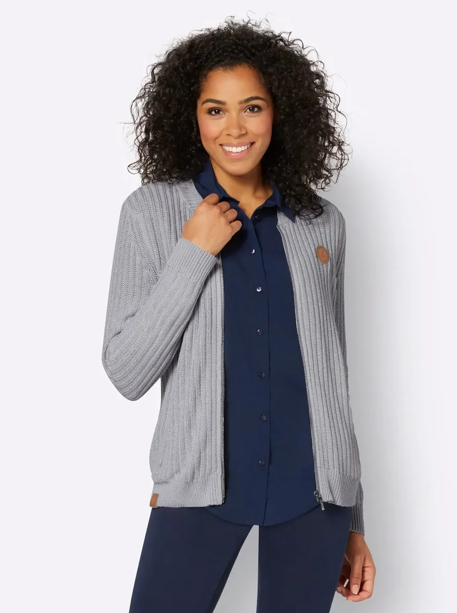

Кардиган в стиле casual Casual Looks, цвет Steingrau-Weiß-Meliert