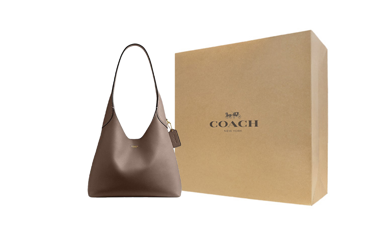 

COACH Бруклин натуральная кожаная сумка с зернистой текстурой Средняя женская сумка через плечо Темный лаймово-серый