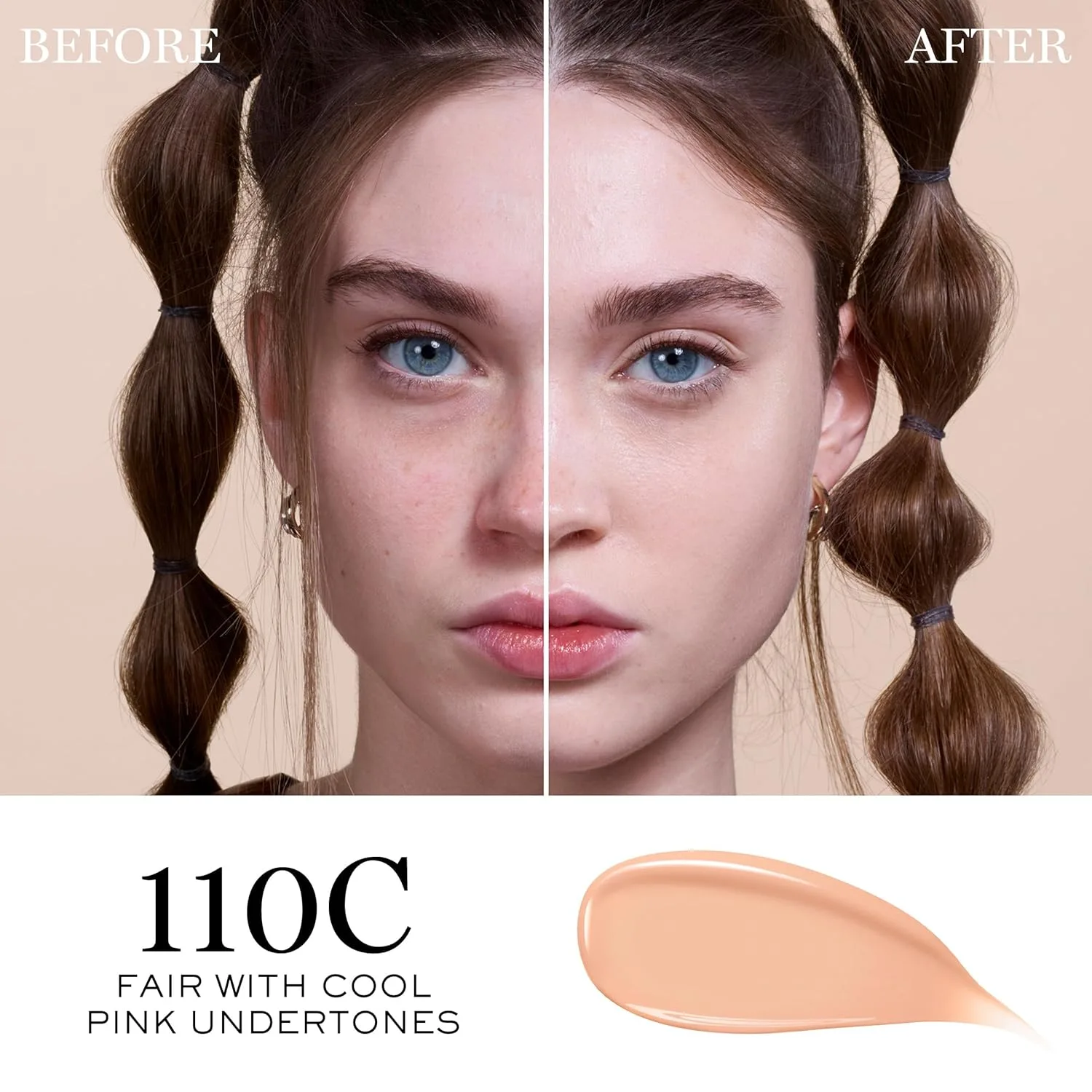 Тональный крем Lancôme Teint Idole Ultra Wear Care & Glow Longwear Foundation с SPF 27, увлажняющий, со средней степенью покрытия, которое можно наслаивать, и сияющим финишем., 110C: fair with cool pink undertones — фото 2