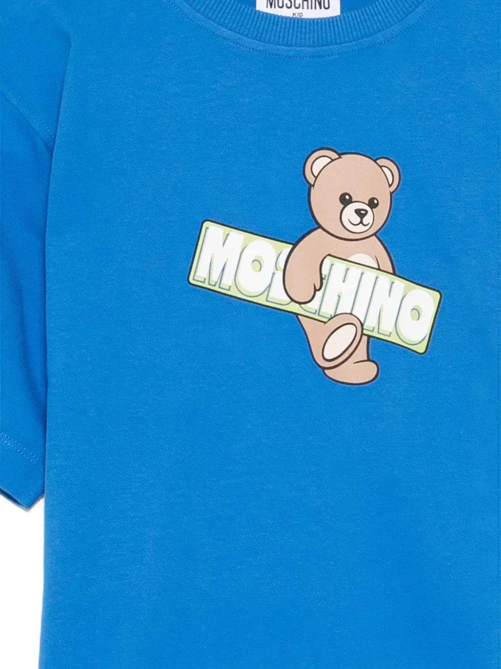 Футболка с изображением плюшевого мишки Moschino Kids, синий — фото 3