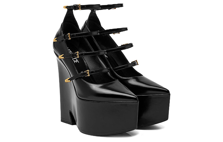 Туфли-лодочки на платформе Tempest из телячьей кожи VERSACE, original shoe box included — фото 4