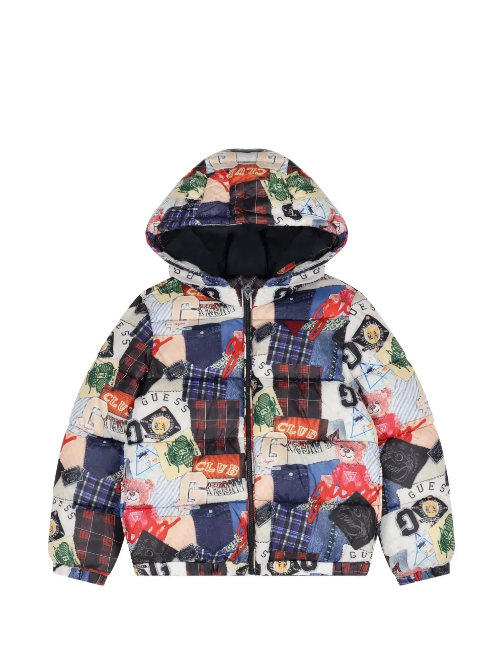 Куртка с капюшоном в стиле пэчворк Guess Kids, синий — фото 4