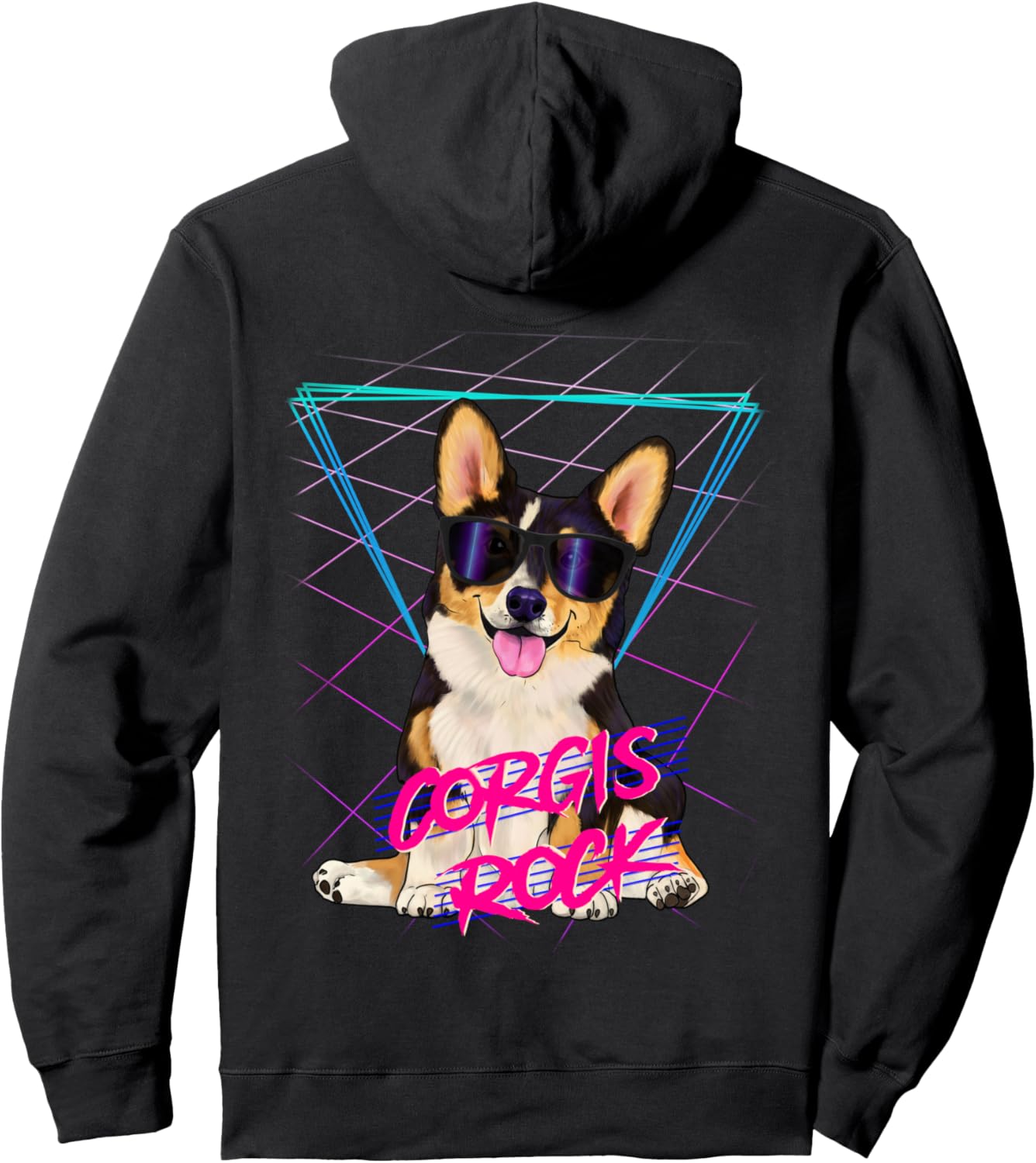 

Corgis Rock - Ретро-толстовка с изображением корги в солнцезащитных очках из 80-х Mehu Art, черный