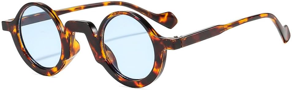 

Ретро маленькие круглые панк-солнцезащитные очки для женщин, модные сине-зеленые оттенки, защита от УФ-излучения UV400, трендовые мужские солнцезащитные очки с леопардовым принтом HYYZZC, Leopard Blue