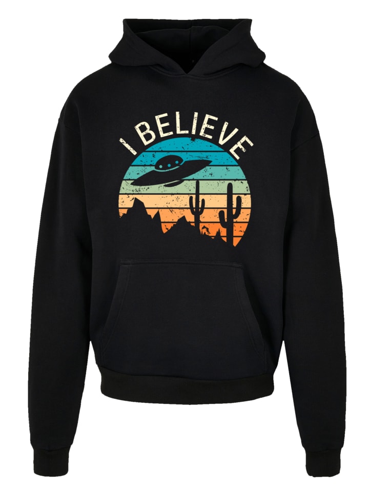 

Ультратяжелая толстовка с капюшоном I Believe UFO Alien Sunset черного цвета F4NT4STIC