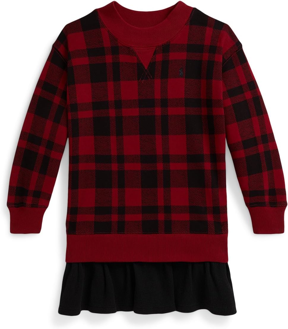 

Платье из флиса в клетку Buffalo Polo Ralph Lauren Kids, Edged Overcheck Holiday Red