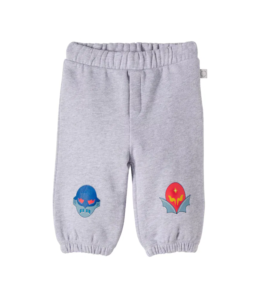Детские спортивные штаны из хлопкового трикотажа с принтом Stella McCartney Kids, серый