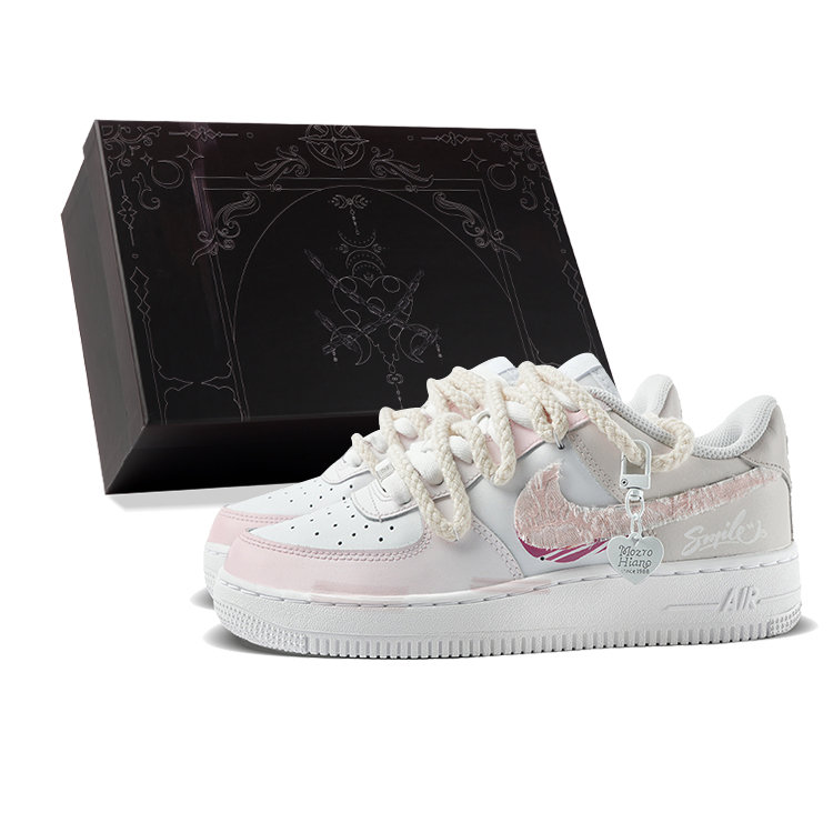 

Кроссовки Air Force 1 с низким верхом, амортизирующие, противоскользящие, износостойкие, для детей и подростков Nike, розовый/белый