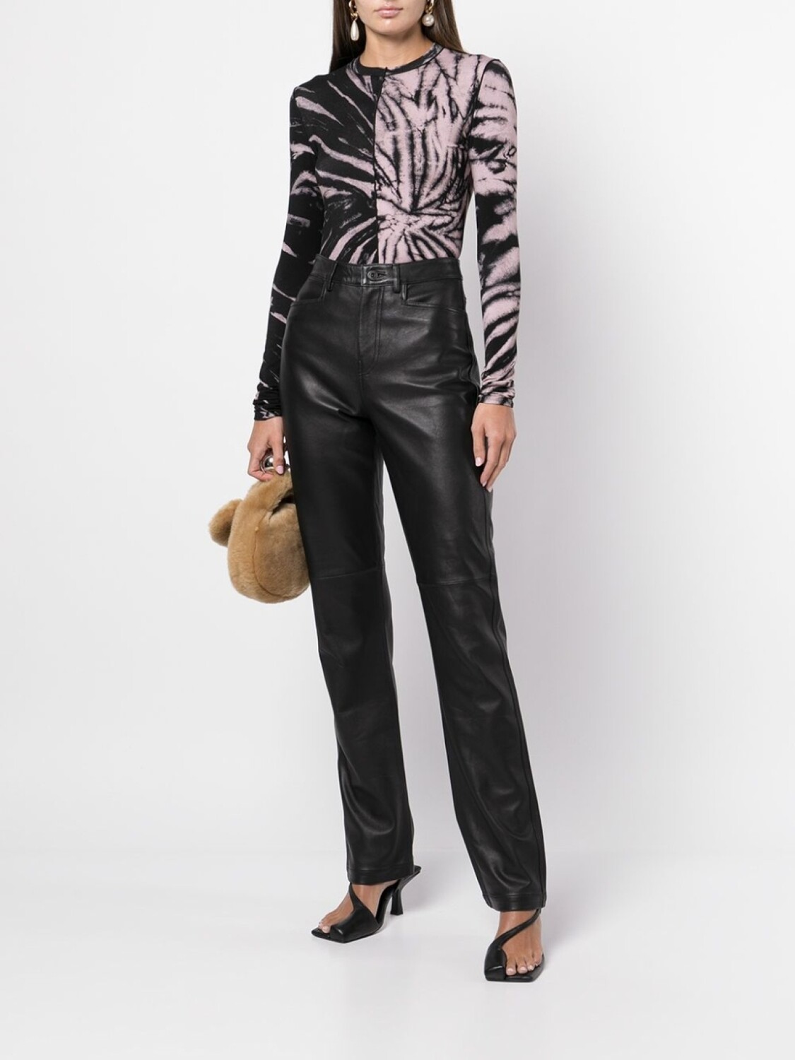 

Proenza Schouler White Label кожаные брюки прямого кроя, черный