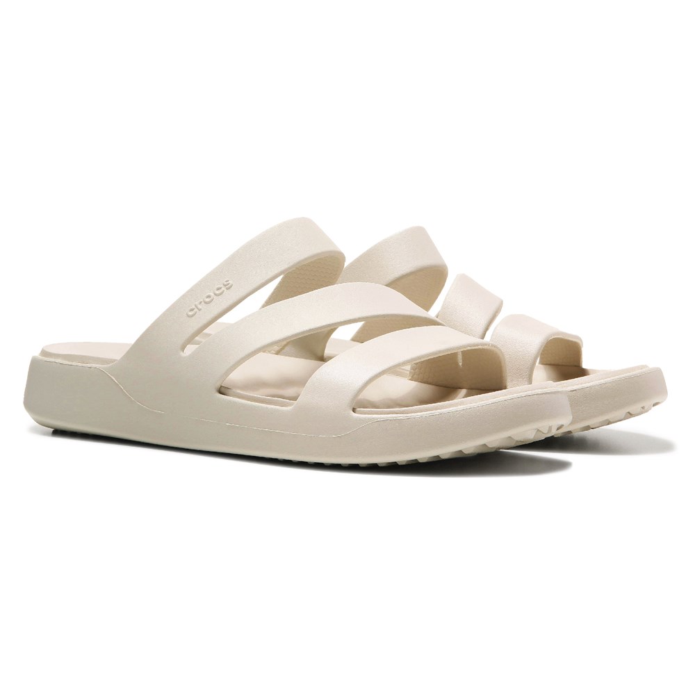 Женские шлепанцы с ремешками для отдыха Crocs, цвет stucco