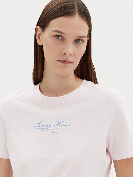 Футболка обычного кроя WW0WW45428 Tommy Hilfiger, розовый — фото 4