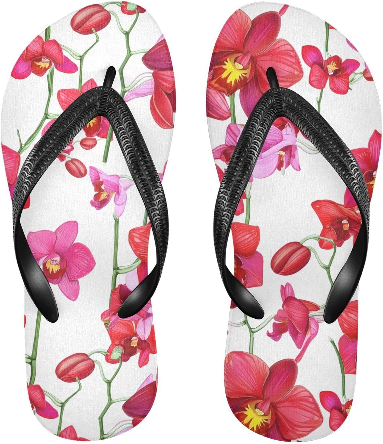 

Женские и мужские пляжные шлепанцы с цветком орхидеи, белые, резиновые, нескользящие, летние тапочки для душа Sinestour