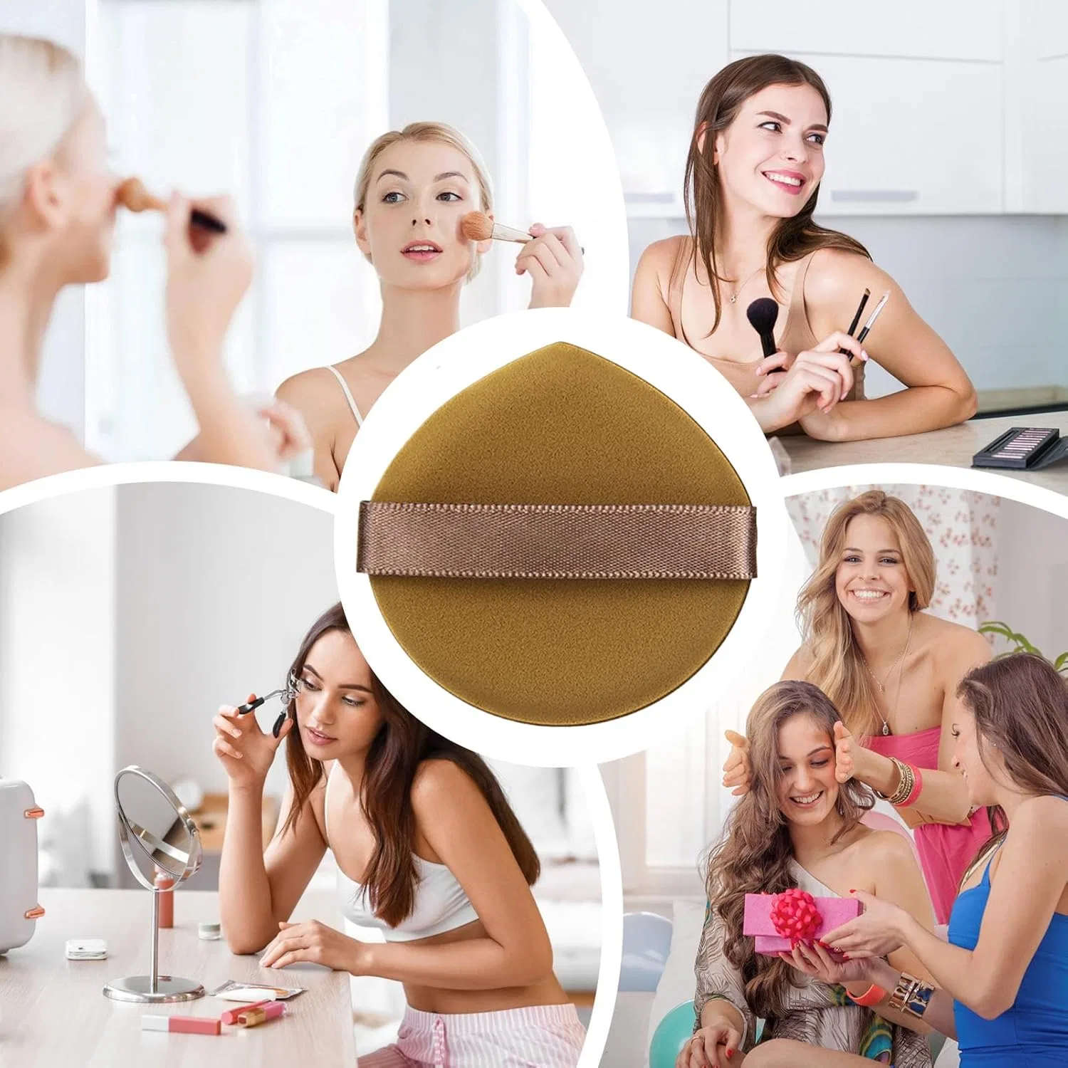 Пудреница-спонж для макияжа, круглая, мягкая, универсальная, 1 шт, 6x6x2 см, желтый — фото 4