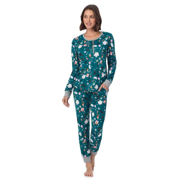 

Уютный комплект пижамы с длинным рукавом и брюками-джоггерами Petite Cuddl Duds, цвет teal halloween