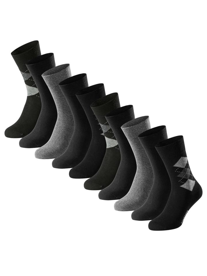 

Schiesser Носки, упаковка из 10 штук, черно-ромбовидные