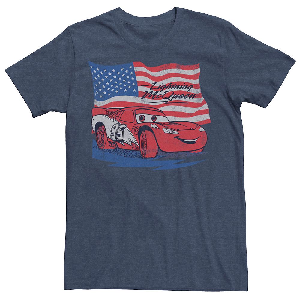 

Мужская футболка с рисунком в стиле ретро Disney/Pixar's Cars USA Flag Lightning McQueen Disney / Pixar, цвет Navy Heather