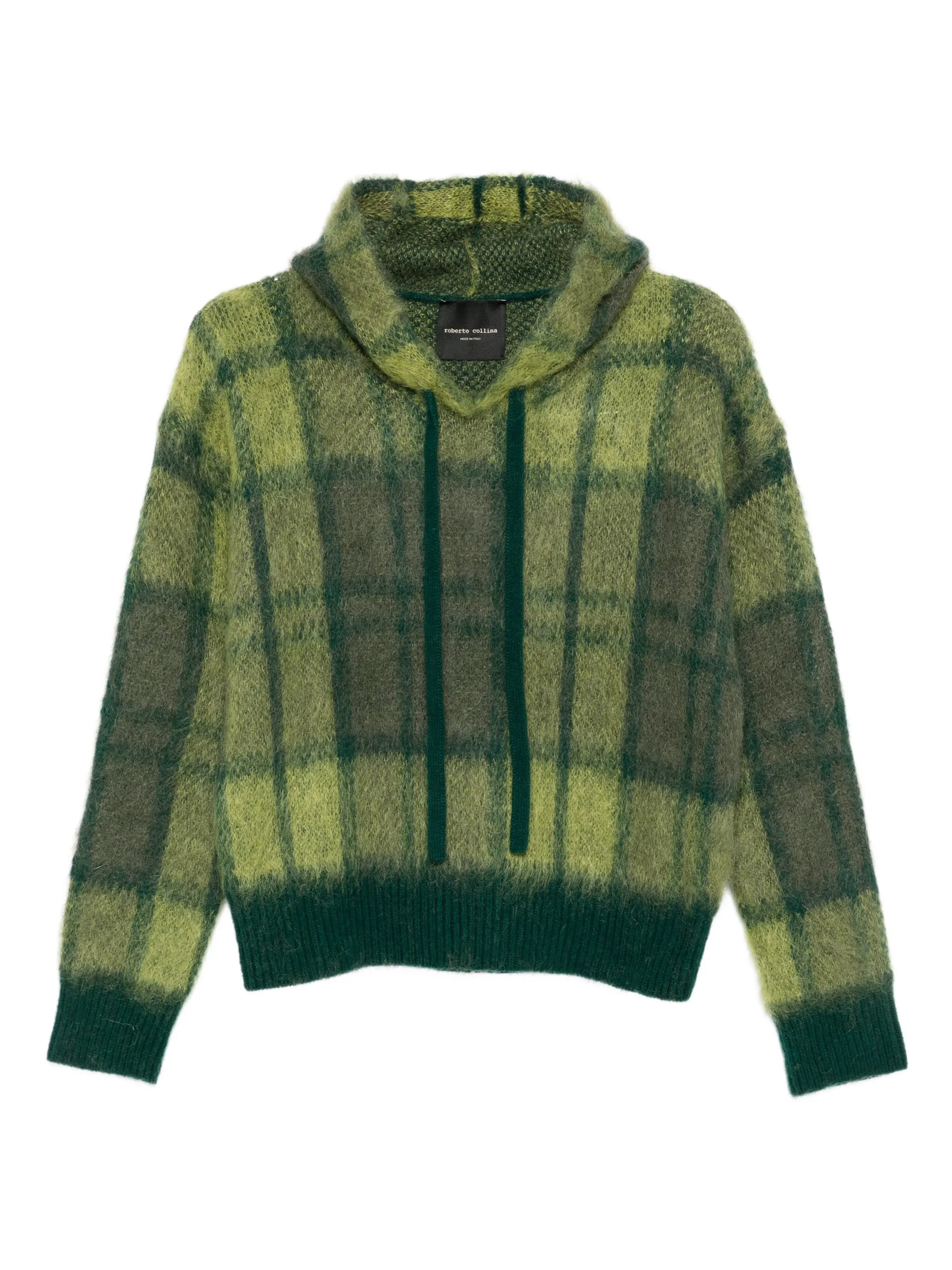 

Трикотажное худи в клетку Roberto Collina, зеленый