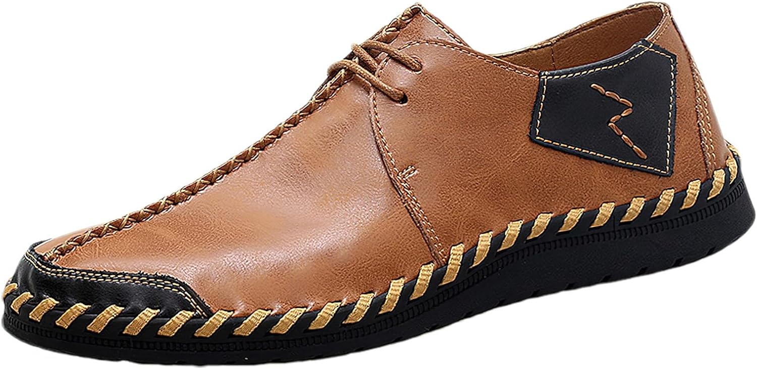 

Мужские кожаные лоферы Rismart, сшитые вручную, повседневные кроссовки низкого кроя, коричневый