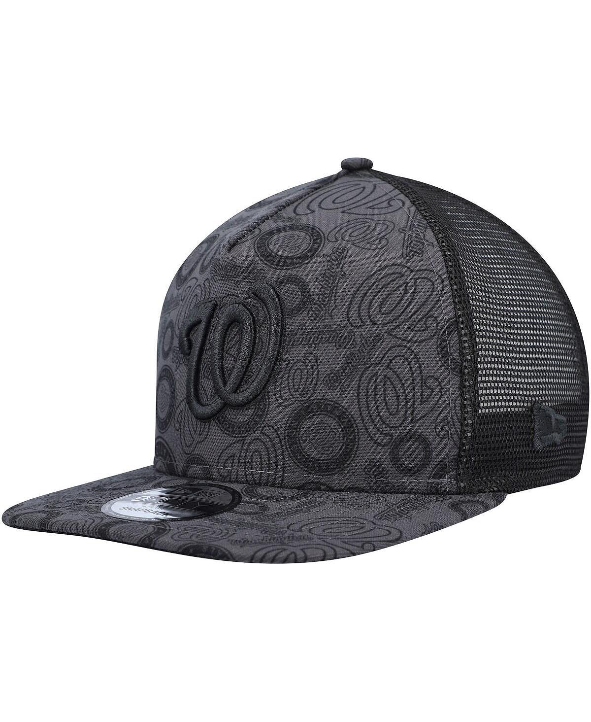 

Мужская черная бейсболка Washington Nationals с повторяющейся А-образной рамкой 9FIFTY Trucker Snapback New Era