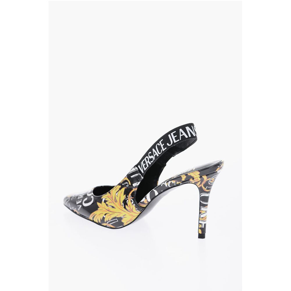 JEANS COUTURE Туфли из искусственной кожи Slingback 9,5 см Versace, Black — фото 3