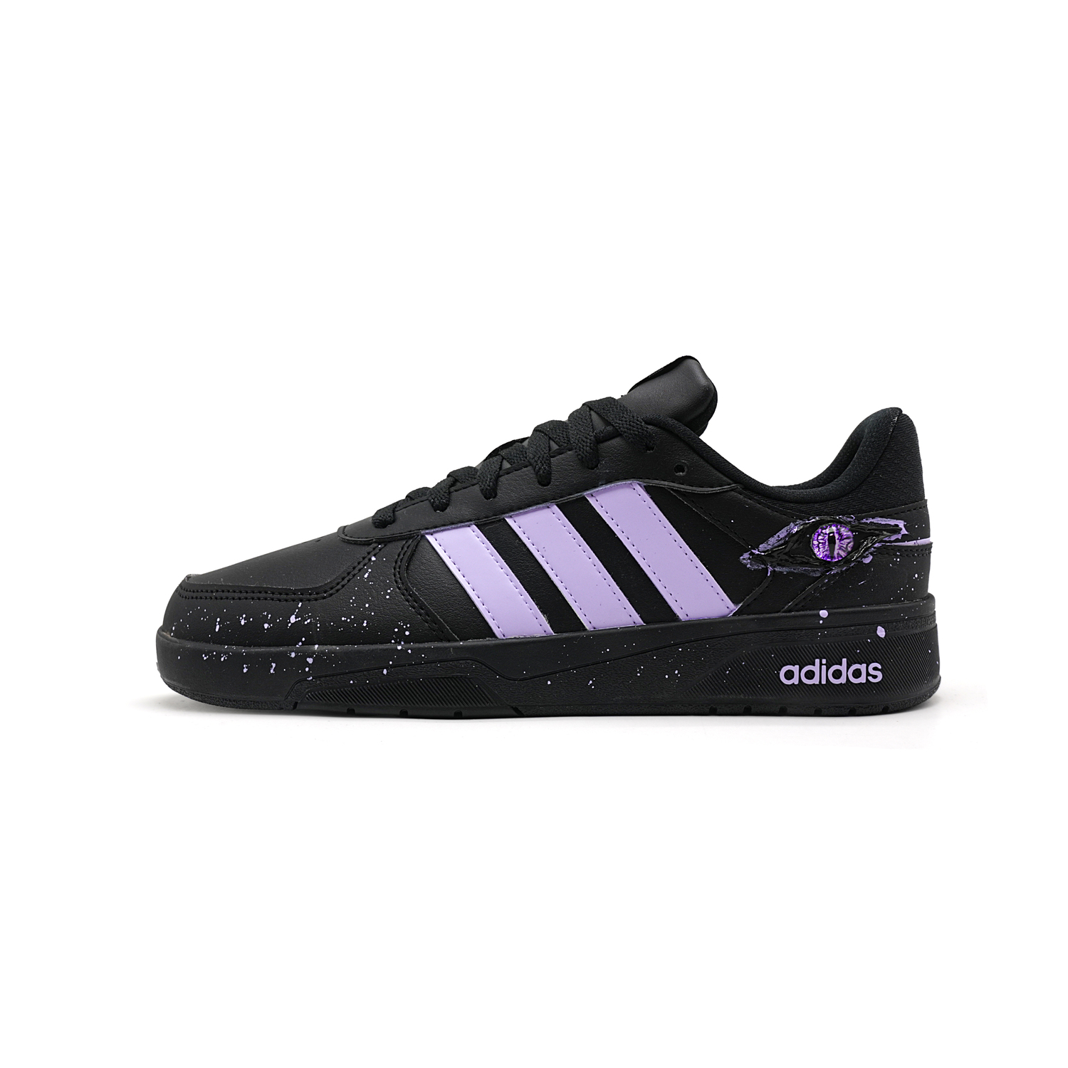 

Adidas Neo Кроссовки для скейтбординга Courtbeat Black Glamour Purple Star Thermal Low top, унисекс, черный с фиолетовыми элементами