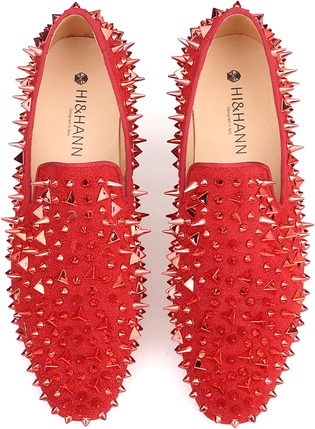 

Мужские лоферы HIHANN из замшевой нубуковой кожи с длинными заклепками, слипоны, мокасины Hi&Hann, красный