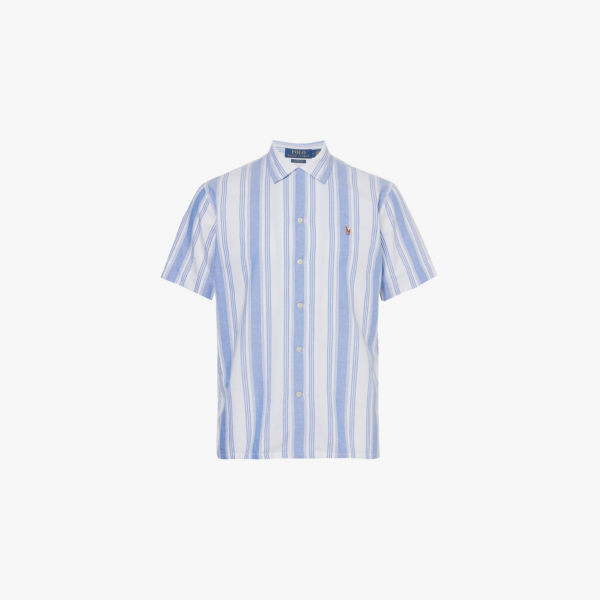 

Рубашка из хлопкового поплина с короткими рукавами и полосатым принтом Polo Ralph Lauren, белый