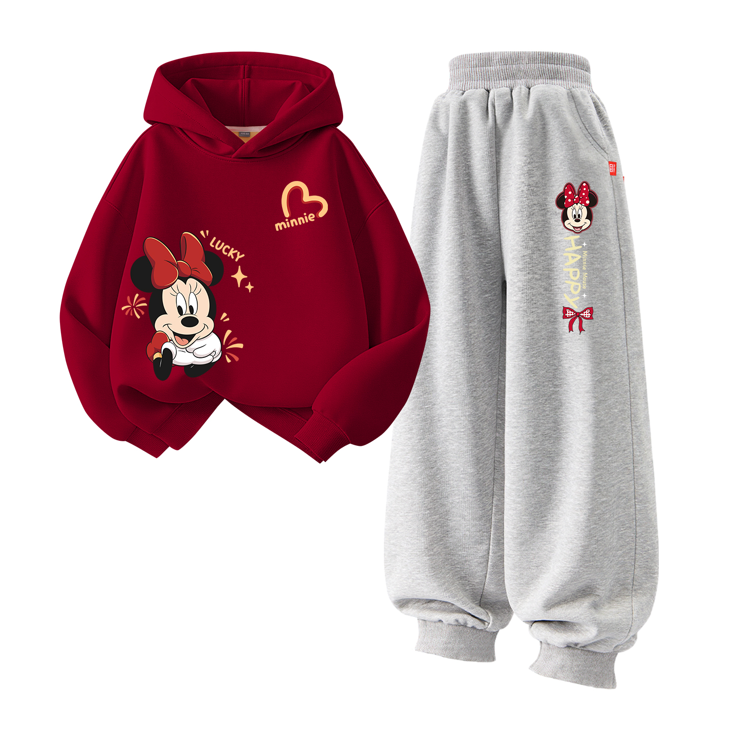 

Детская повседневная спортивная одежда Disney, [thickened and fleece-lined]dubai hearty k бордовый+dipy k серый
