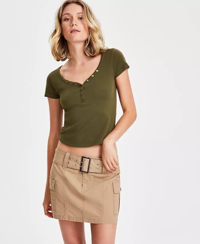 

Бесшовная футболка Henley для юниоров в рубчик Planet Heart, зеленый